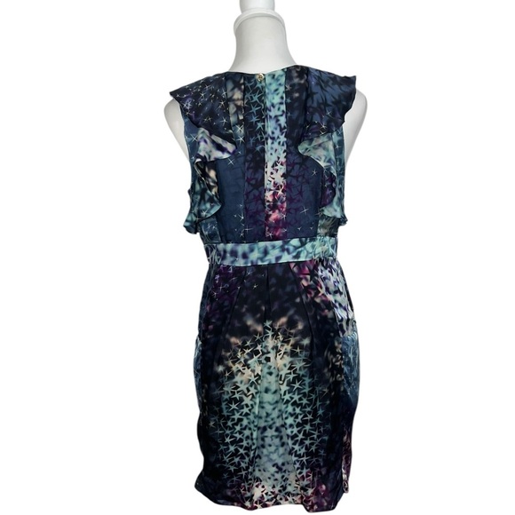 Leifsdottir Anthropologie Supernova Star Tie Dye Galaxy Silk Ruffle Pocket Dress - Picture 8 of 11